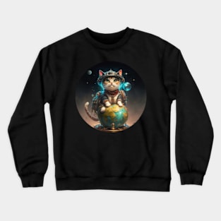 Traveller explorator cat Crewneck Sweatshirt